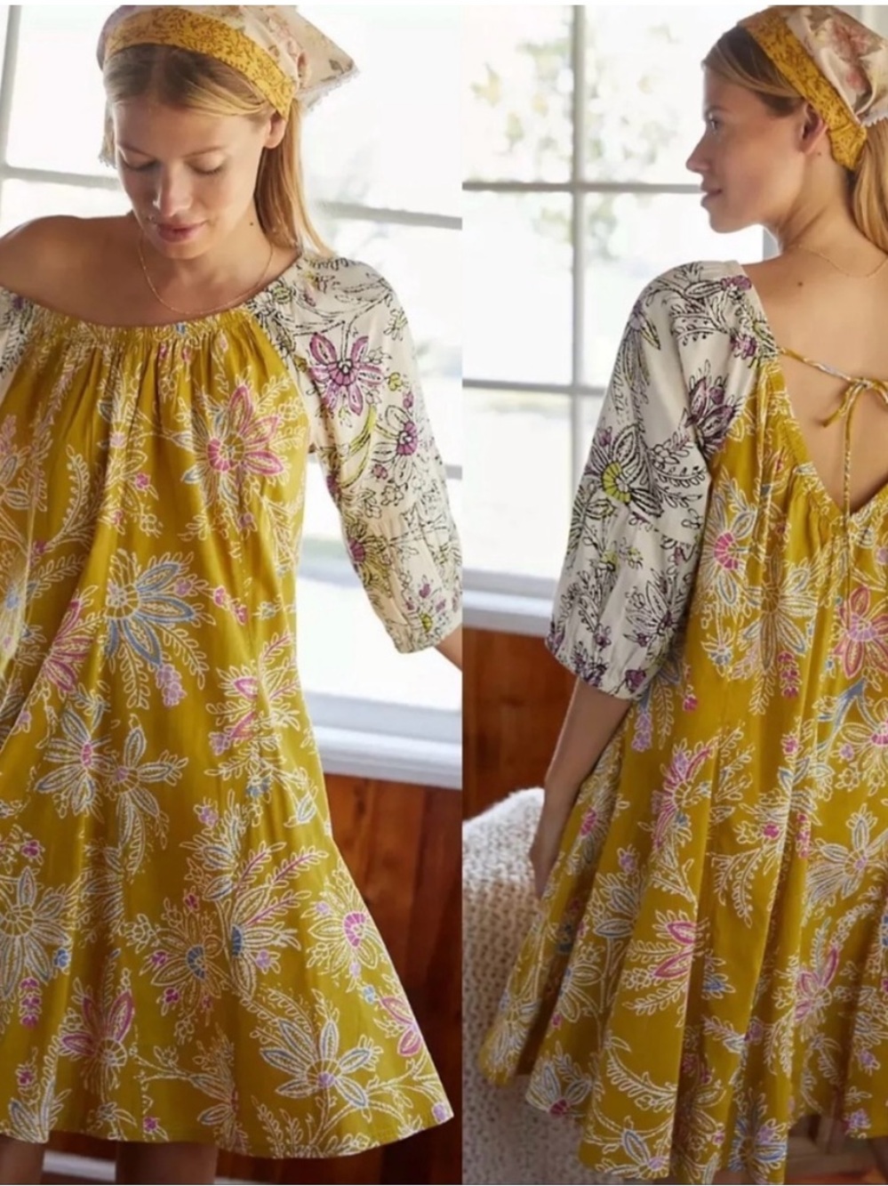 Anthropologie Daily Practice Multi Patterned Boho Dress